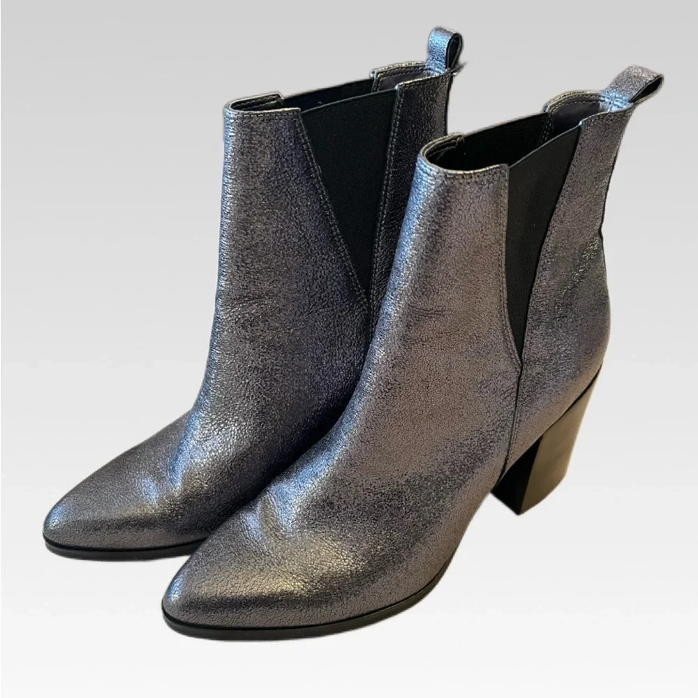 Ivanka Trump Shimmering Silver Ankle Booties size 7.5